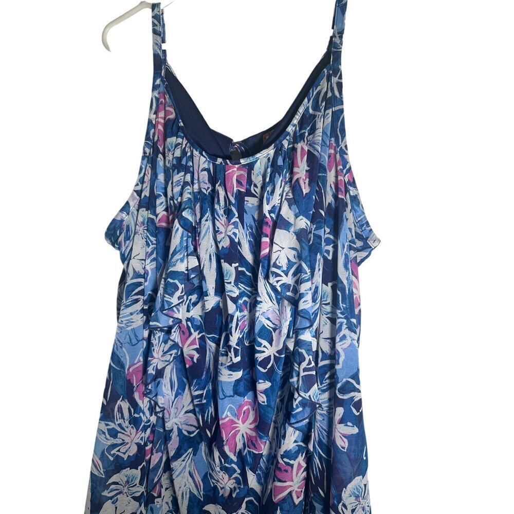 Lane Bryant Blue Floral Layered Chiffon Tank - Size 26/28 - Picture 4 of 10